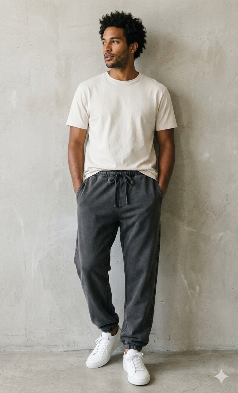 Elwood Organic Cotton Joggers Unisex XL Washed Charcoal Relaxed Fit Sweatpants